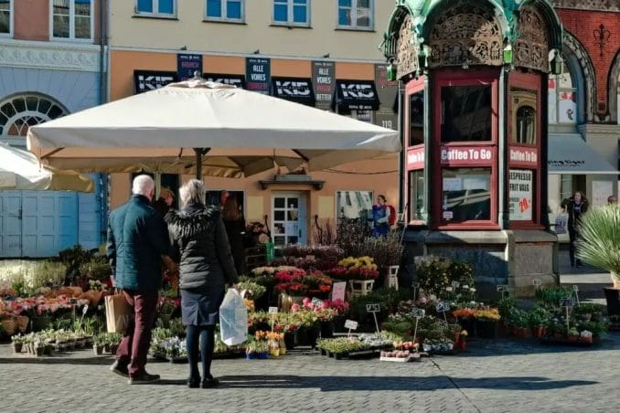 copenhagen flower market old couple living in denmark