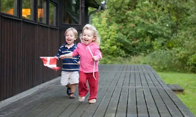 Children Danish Flag Running