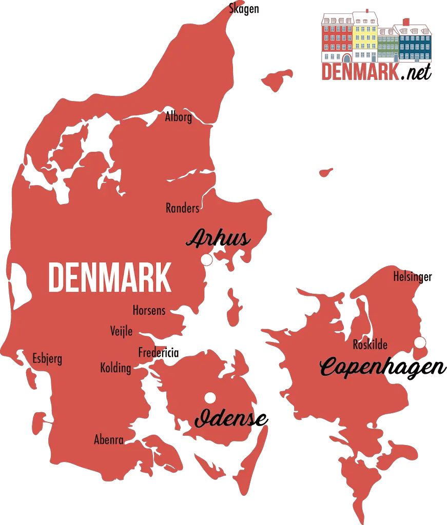detailed map geography denmark