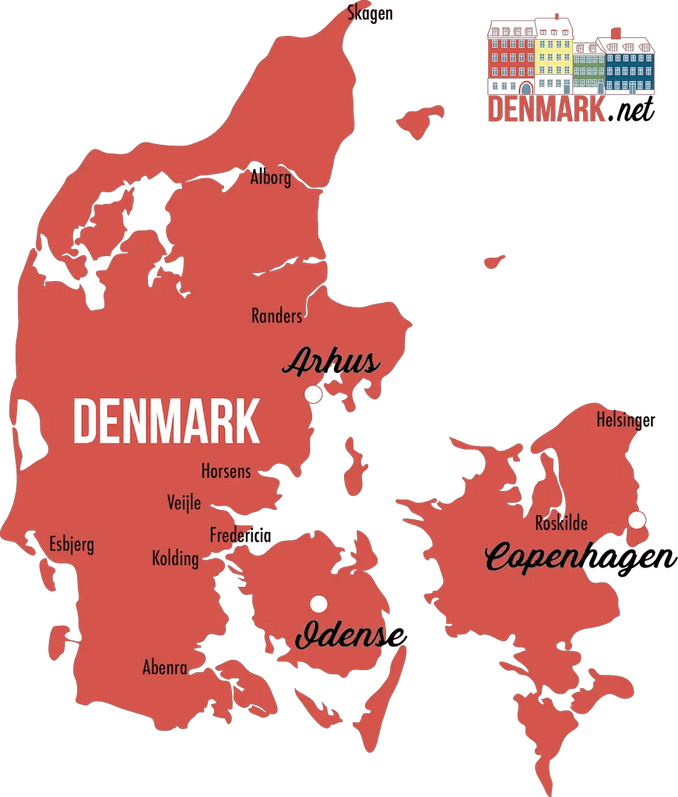 detailed map geography denmark