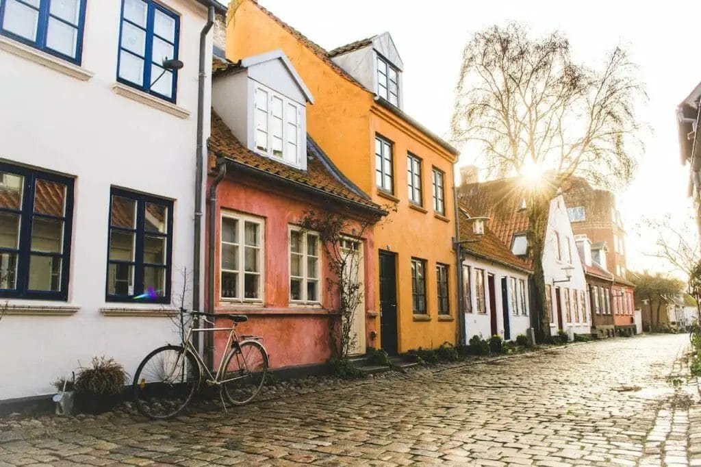 aarhus colored houses little street denmark.net