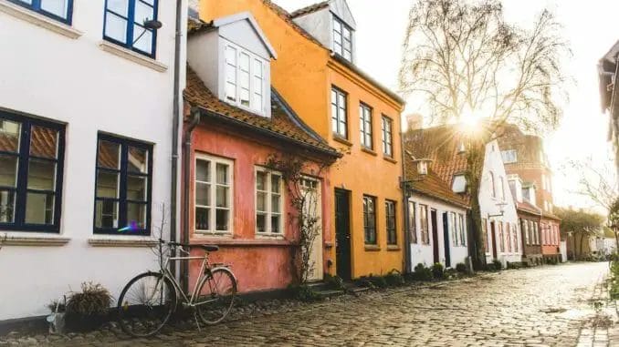 aarhus colored houses little street denmark.net