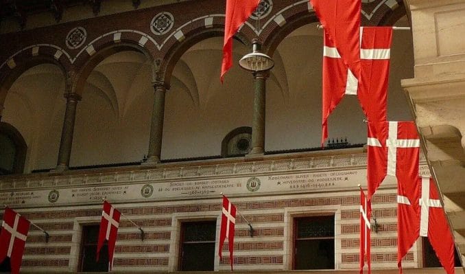 Flags at City Hall Copenhagen