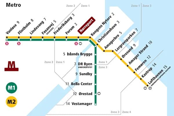 Metro map in Copenhagen