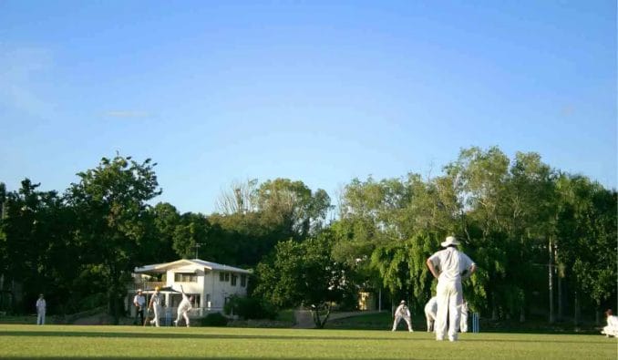 Cricket team playing