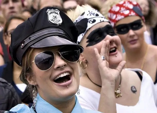 Copenhagen Pride Week participant dessed as police officer